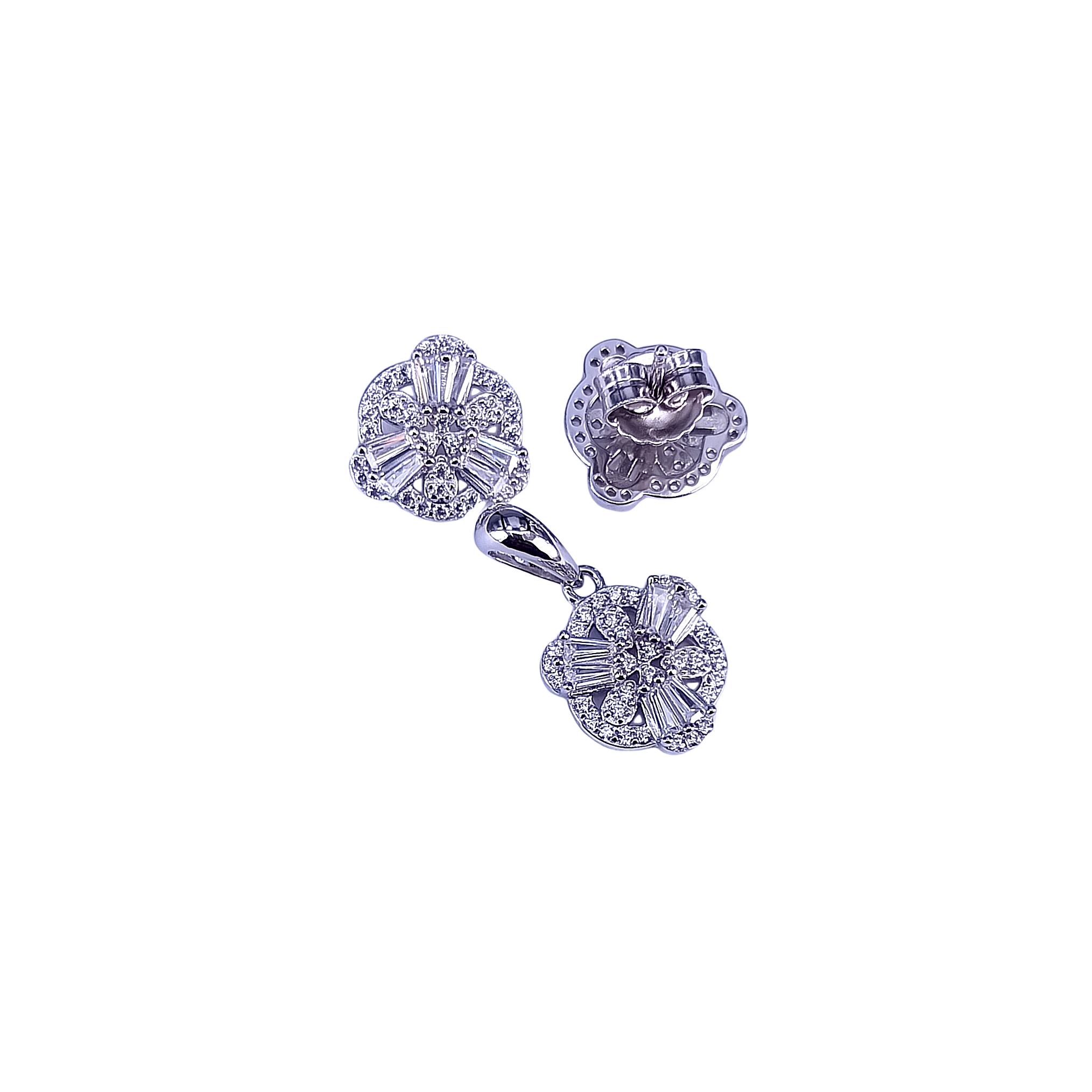 PST00101 – Baguette Cluster Pendant Set - Image 2