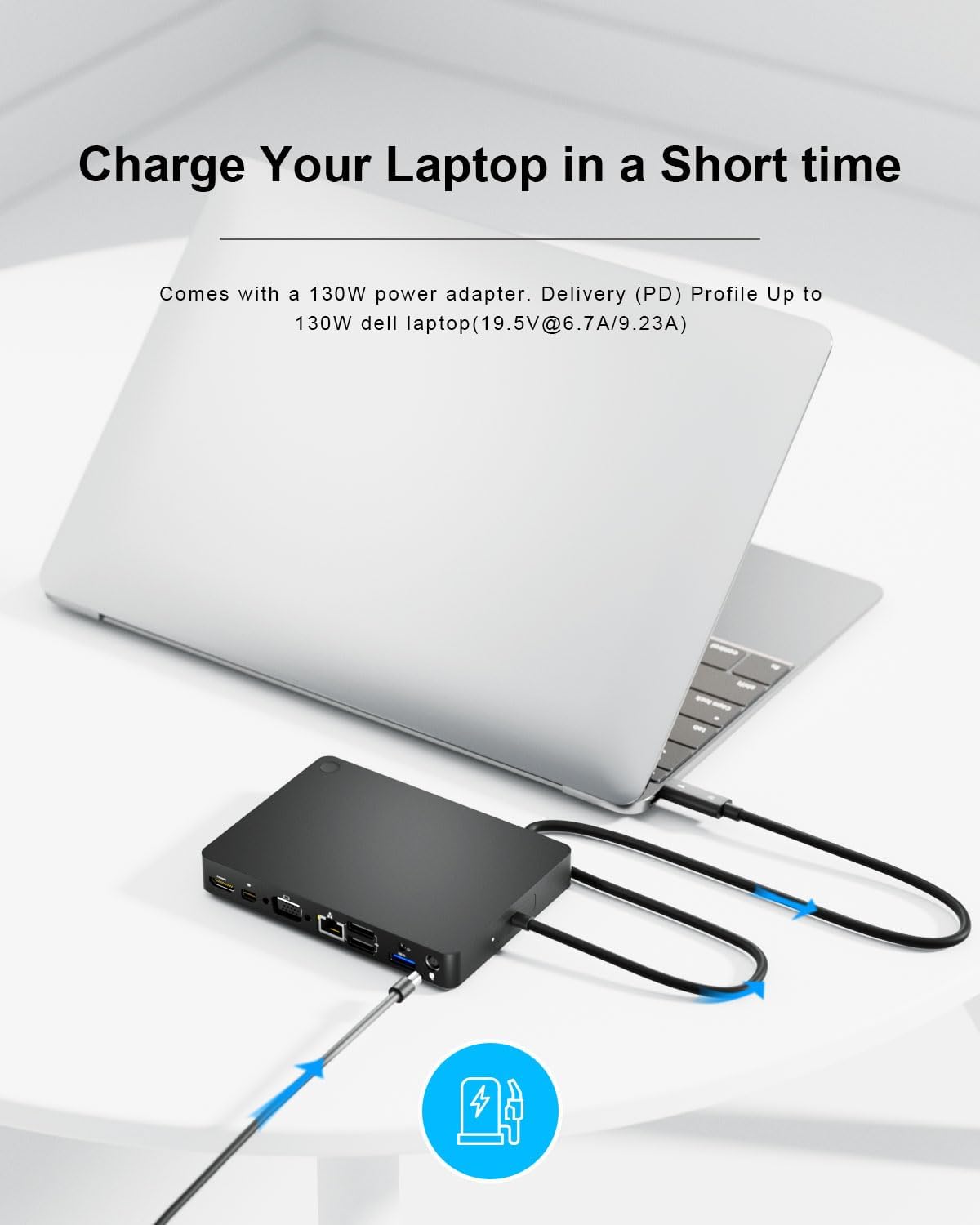 Dell WD15 Monitor Dock ? 4K USB-C Docking Station, HDMI + Mini DisplayPort + VGA + Ethernet + Audio Ports, Power Delivery up to 130W, without Adopter - Image 6