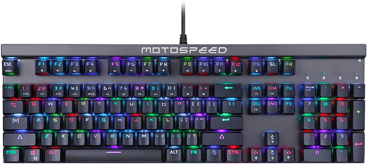 MOTOSPEED CK103 RGB Backlit Mechanical Gaming Keyboard Compact Metal Base Wired Keyboard