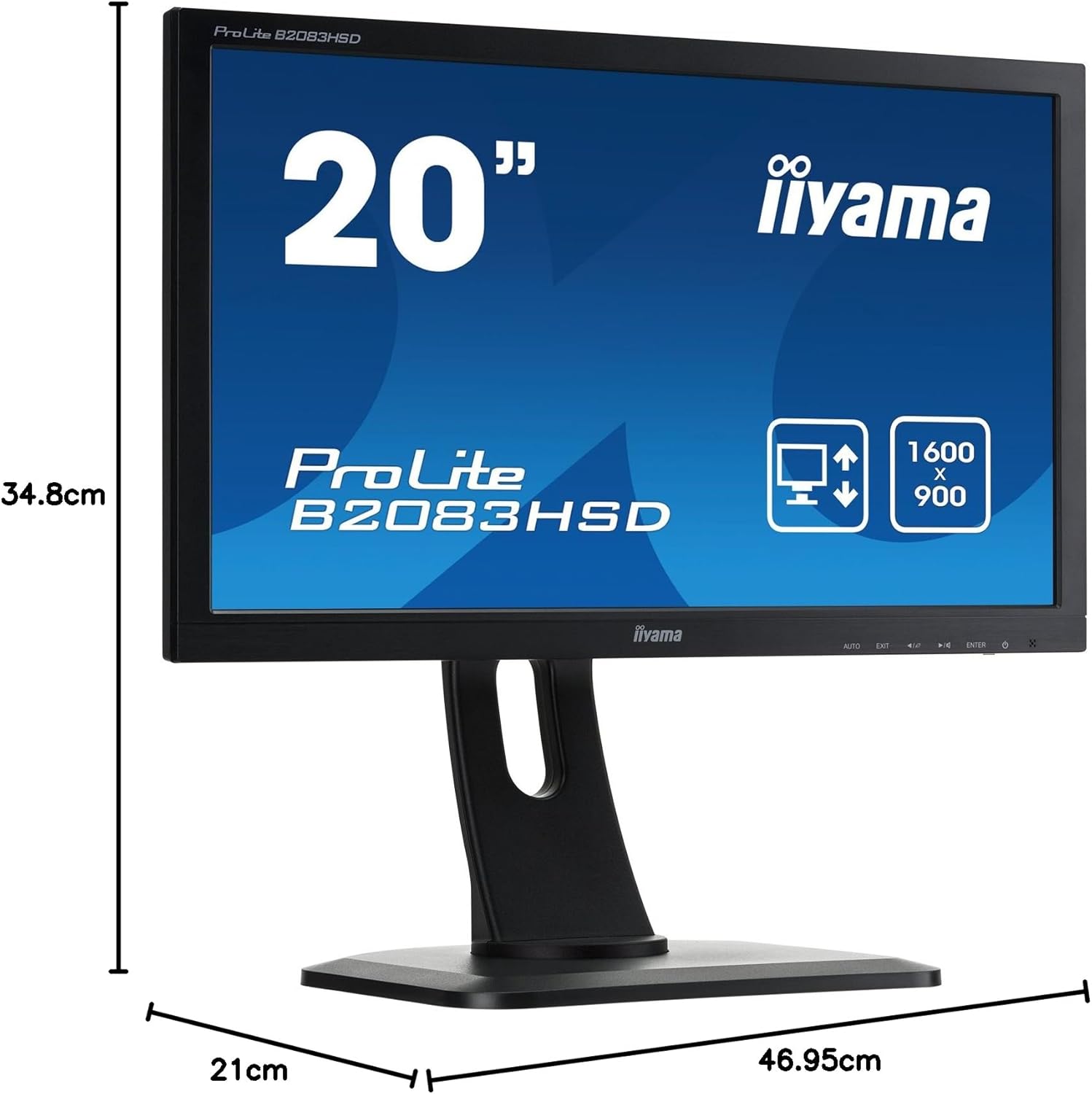 20″ Inches Iiyama ProLite PN2083H LED Full HD HDMI VGA 5ms Flicker-Free BlueLight Reducer Black - Image 6