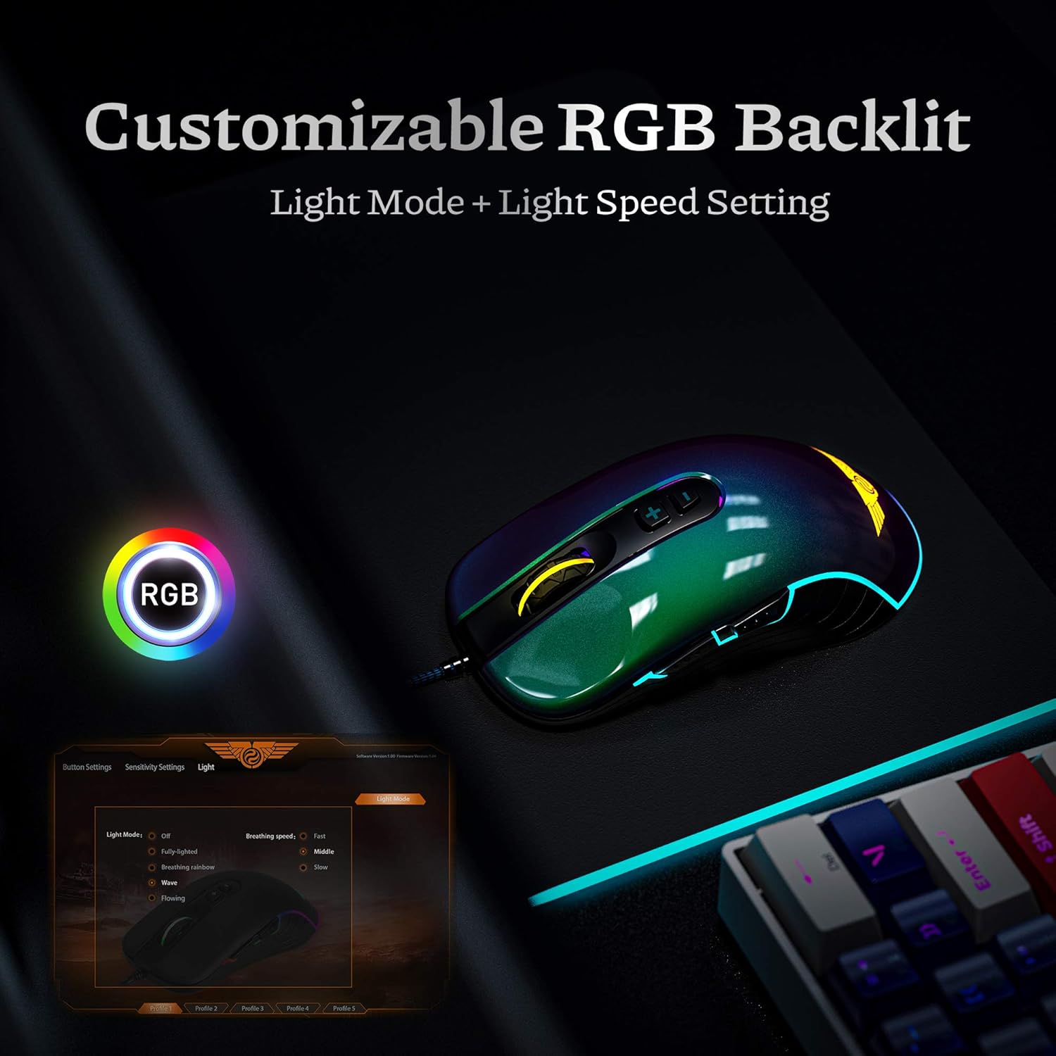 Newmen GX6-Pro RGB Wired Gaming Mouse High Precision Optical Sensor Professional Ergonomic Design - Image 4