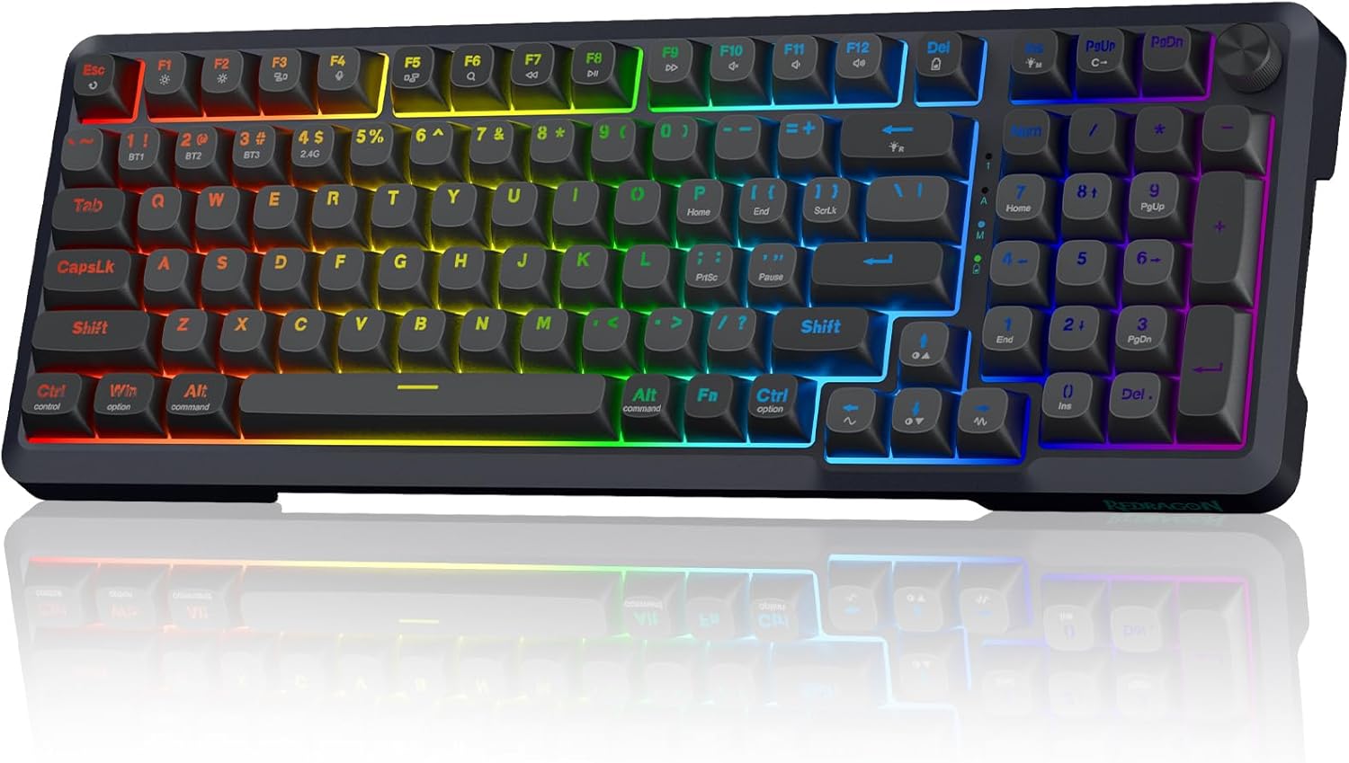 Redragon K688 RGB Mechanical Keyboard 98-Key Gasket Mount Tri-Mode RGB Keyboard for Gamers