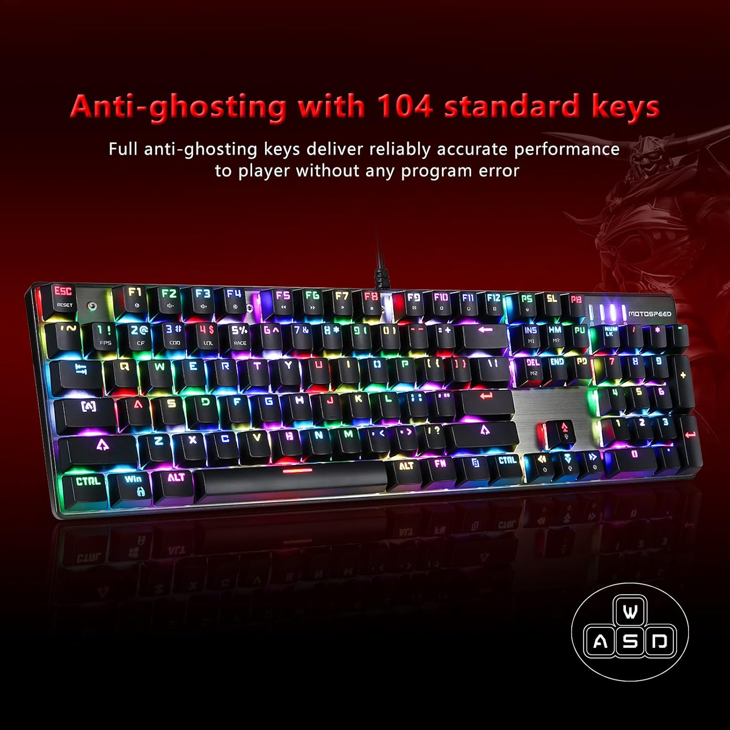MOTOSPEED CK104 RGB Mechanical Gaming Keyboard with Outemu Red Switches - Image 2