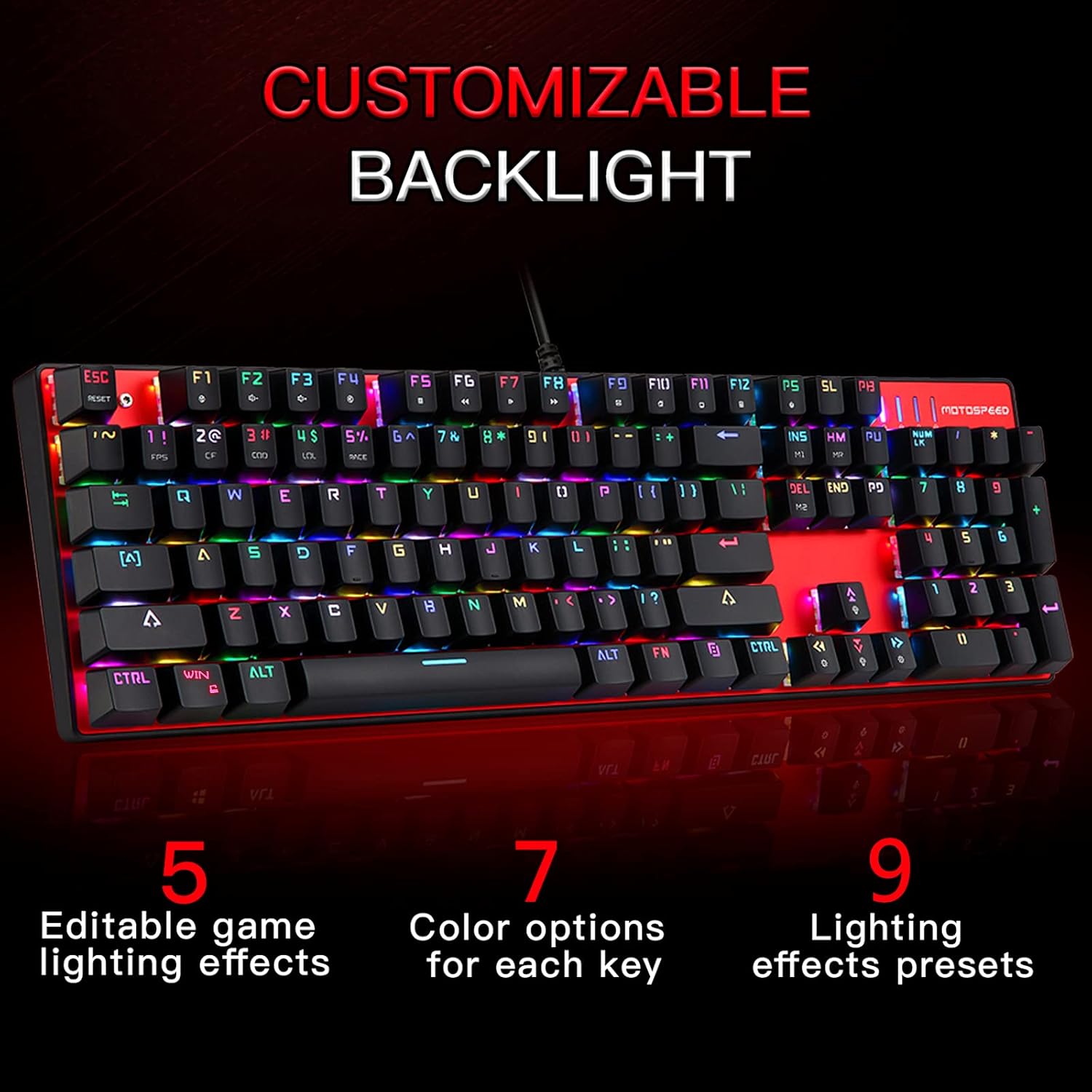 MOTOSPEED CK104 RGB Mechanical Gaming Keyboard with Outemu Red Switches - Image 4