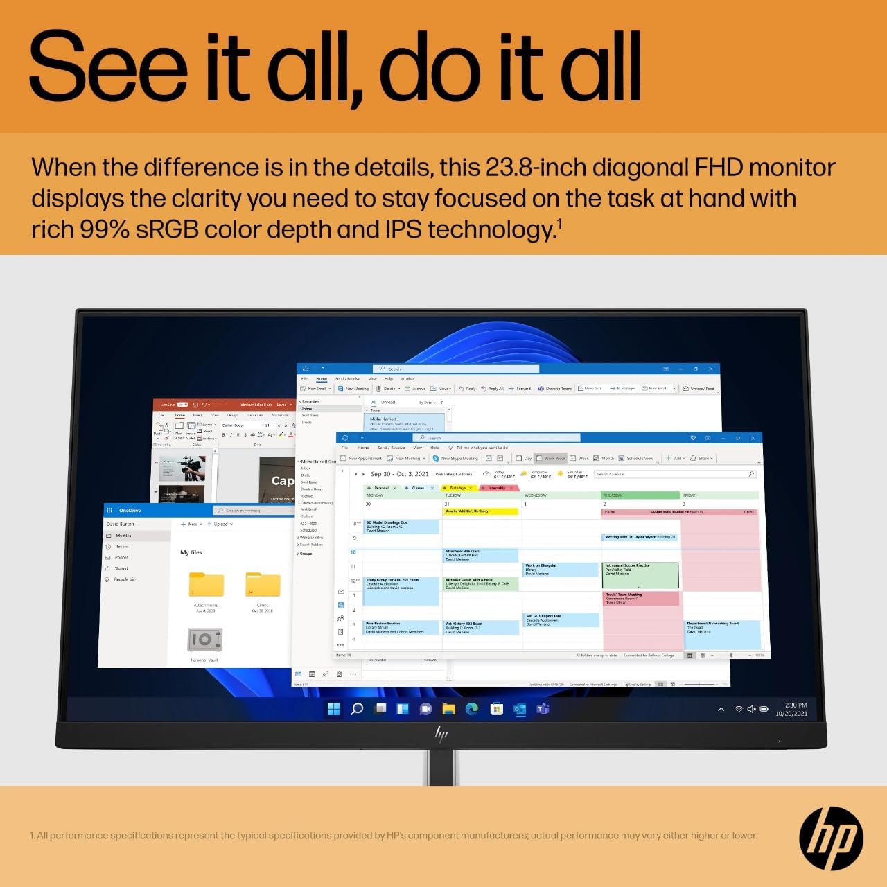 23.8-Inch HP E24 G5 Full HD IPS Business Monitor,75 Hz,5 ms,Edge-to-Edge Design,HDMI + DisplayPort + USB Hub,Eye Ease,Flicker-Free - Image 9