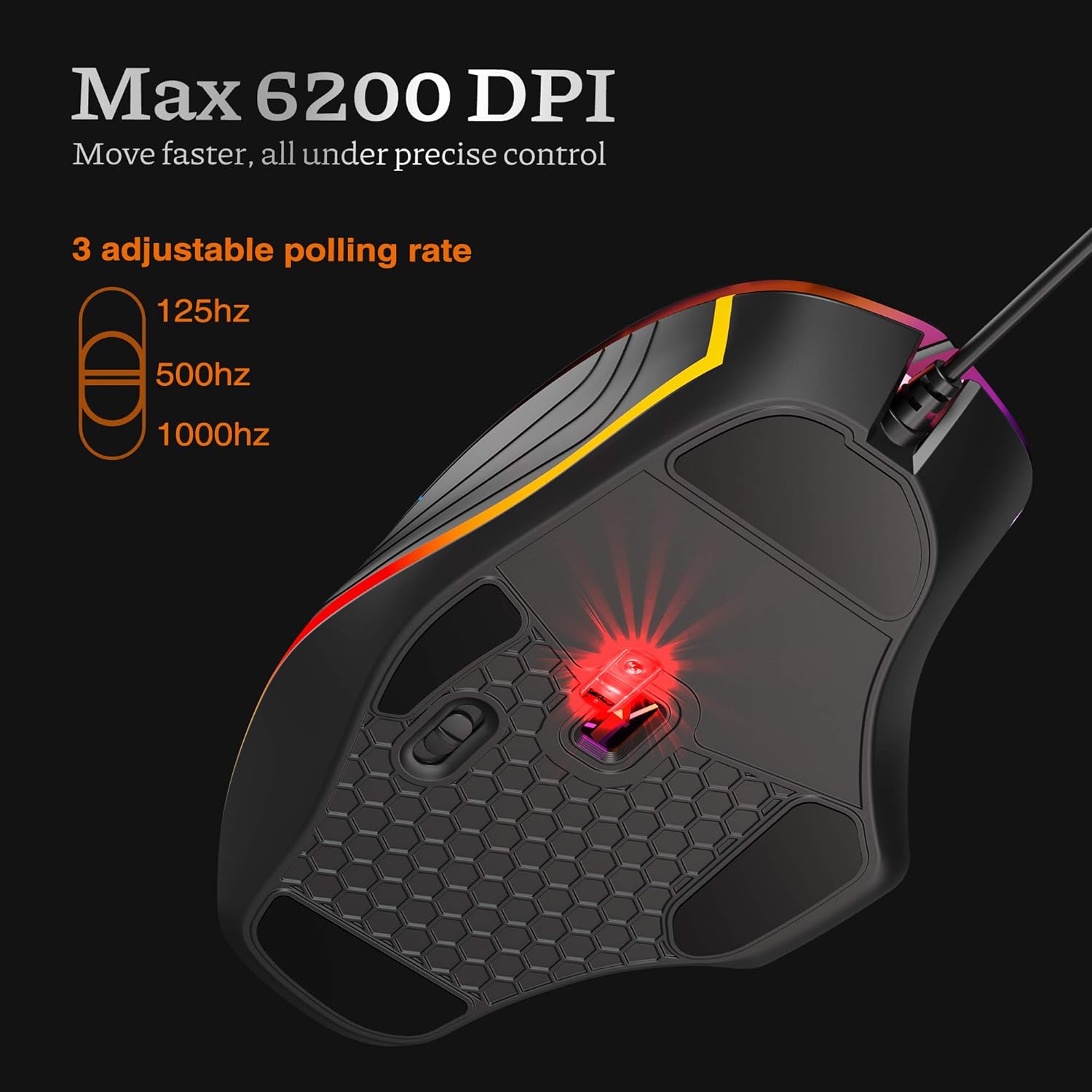 Newmen GX7-Pro RGB Wired Gaming Mouse High Precision Optical Sensor Professional Ergonomic Design - Image 5