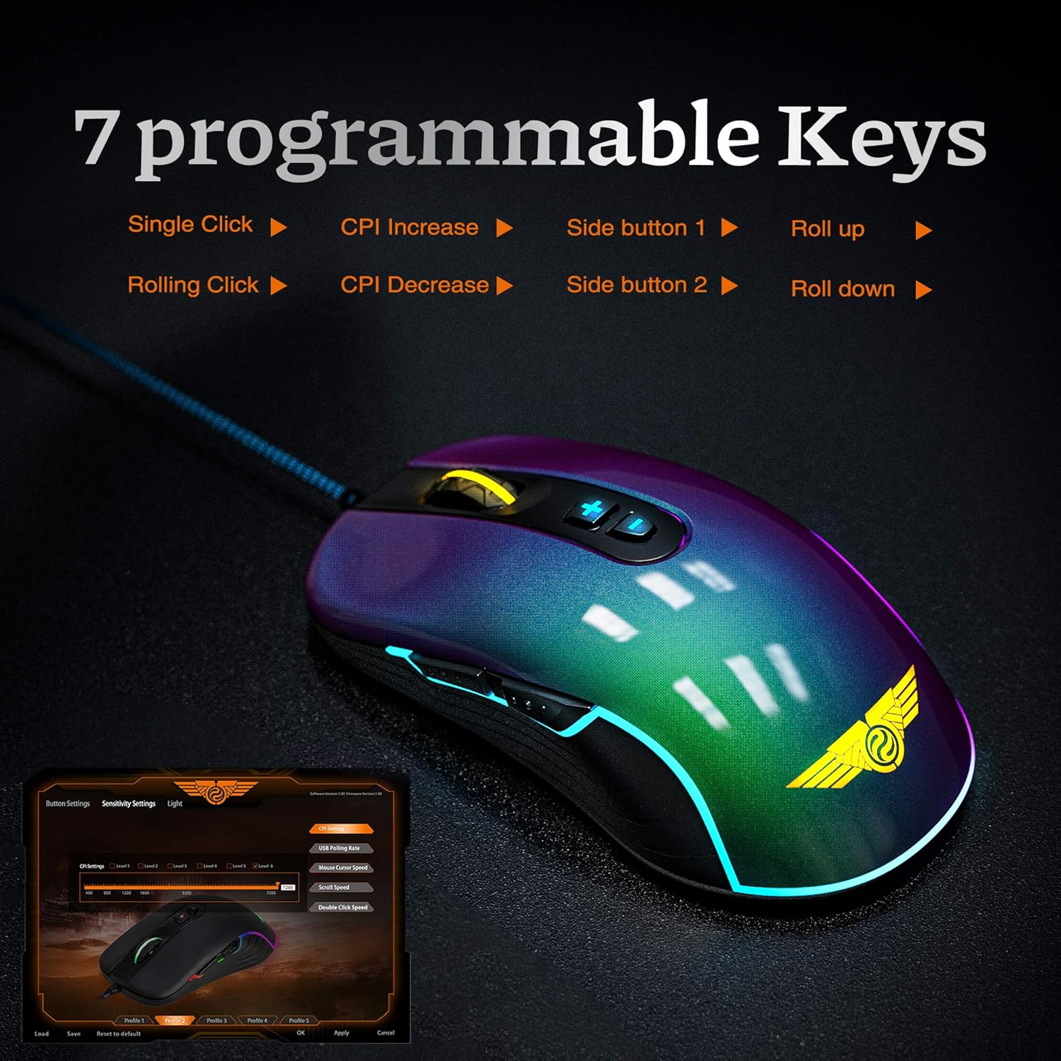 Newmen GX6-Pro RGB Wired Gaming Mouse High Precision Optical Sensor Professional Ergonomic Design - Image 5