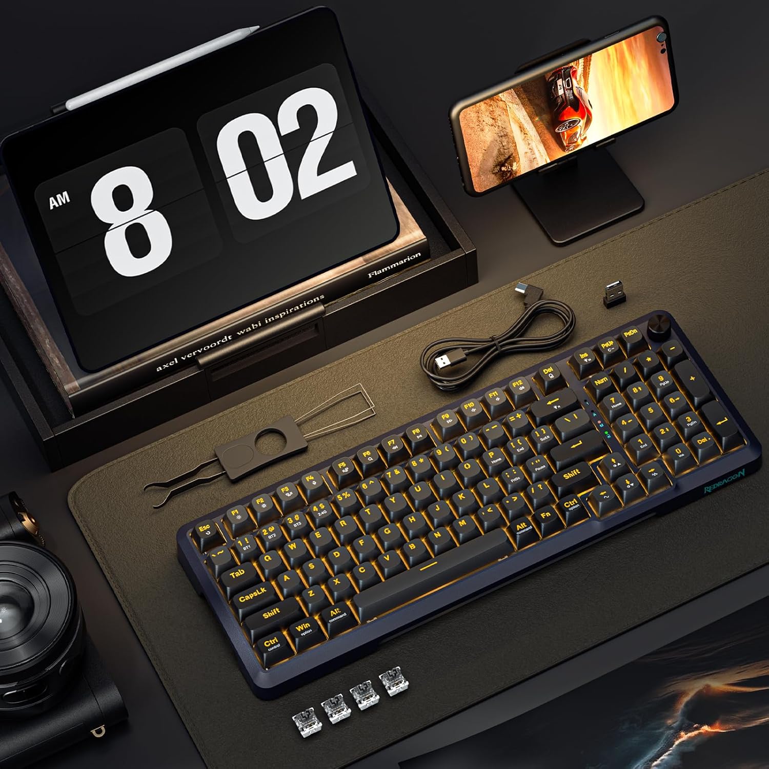 Redragon K688 RGB Mechanical Keyboard 98-Key Gasket Mount Tri-Mode RGB Keyboard for Gamers - Image 7