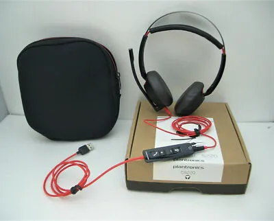 Plantronics C5220 Dual Ear Red Wire With Pouch Noise-Canceling Black USB with MIC - Image 5
